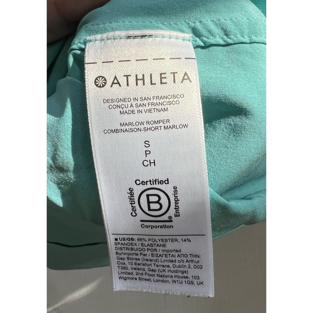 Athleta Marlow Short Sleeve Romper with Pockets Gulf Green Size Small - Picture 9 of 10